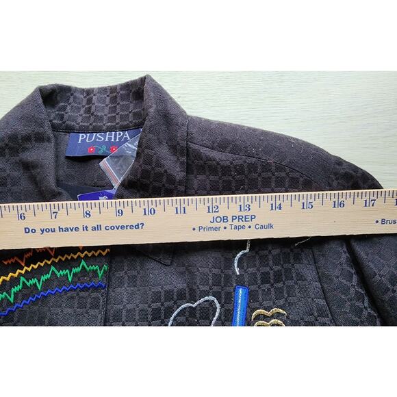 JACKET/TOP-PUSHPA-CITY SCAPE-Black-Bright-Metallic-Appliques-Light Weight-SIZE S - Picture 13 of 16